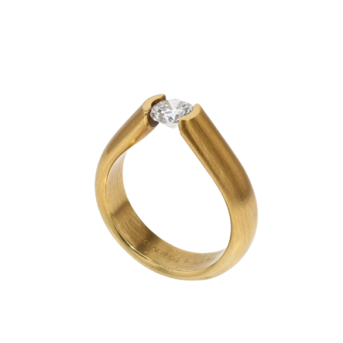18k Yellow Gold Tension Set Engagement Ring
