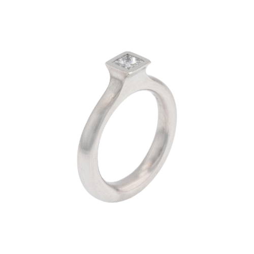 Platinum Bezel Set Princess Cut Engagement Ring