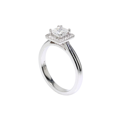 18K White Gold Halo Engagement Ring