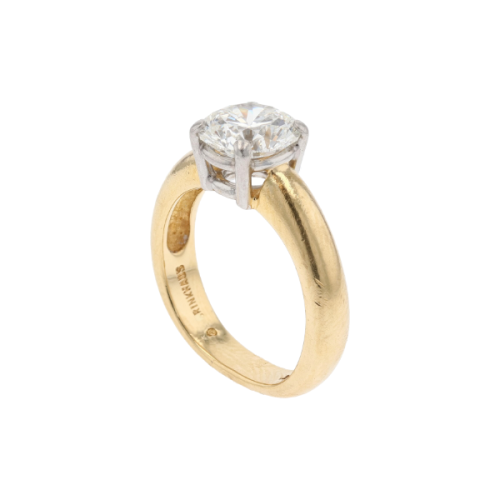 18K Yellow Gold Solitaire Engagement Ring – 2.06ct G–H SI1 Round Brilliant