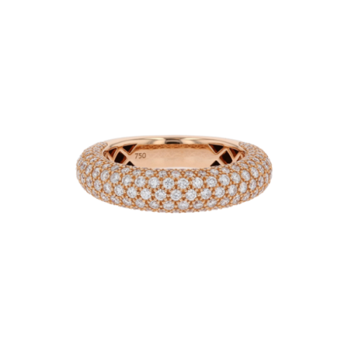 18K Rose Gold Three-Row Diamond Band