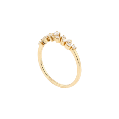 18K Yellow Gold Mixed Shape Diamond Half Eternity Ring – 0.26ctw