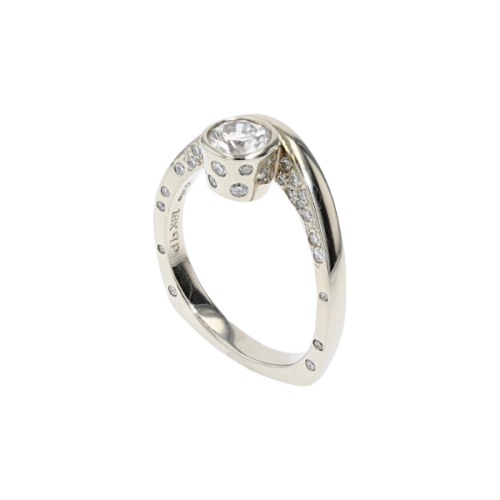 18K White Gold Bezel Set Diamond Ring