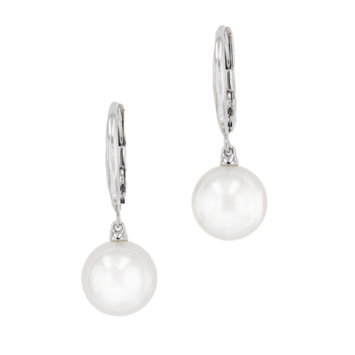 White South Sea Cultured Pearl Drop Earrings in 18K White Gold