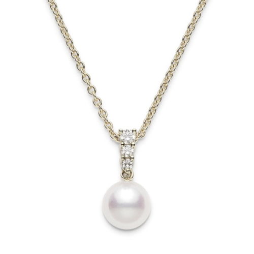 Morning Dew Akoya Cultured Pearl Pendant in 18K Yellow Gold