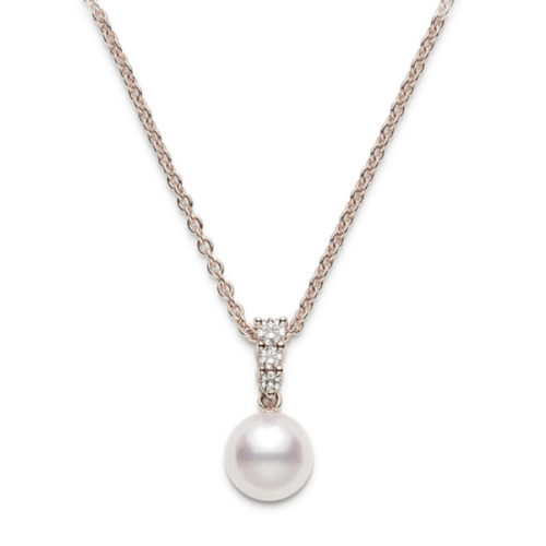 Morning Dew Akoya Cultured Pearl Pendant – 18K Pink Gold