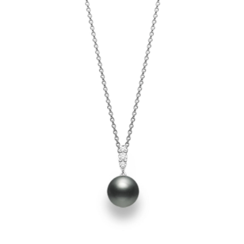 Morning Dew Black South Sea Cultured Pearl and Diamond Pendant