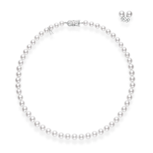 Akoya Cultured Pearl 18 Inch Two-Piece Set in 18K White Gold