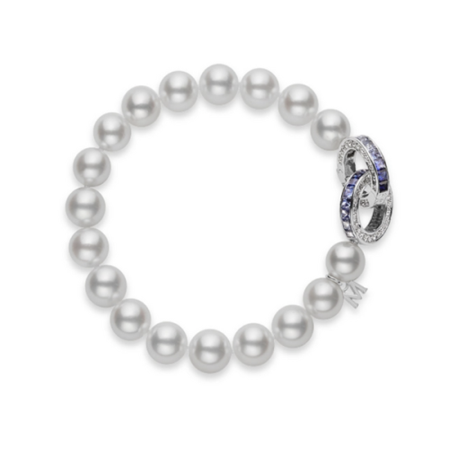 Ocean Collection Sapphire and Diamond Circle Bracelet in 18K White Gold