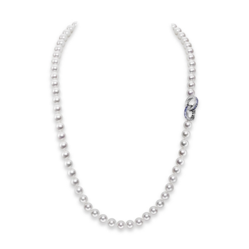 Ocean Collection Sapphire and Diamond Circle Necklace in 18K White Gold