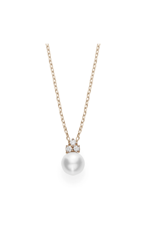 Akoya Cultured Pearl Pendant With Diamonds - 18K Pink Gold