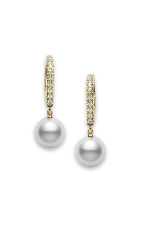 Classic Elegance Akoya Cultured Pearl Lever Back Earrings in 18K Yellow Gold