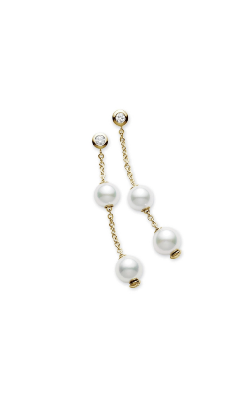 Pearls in Motion Akoya Cultured Pearl Earrings in 18K Yellow Gold