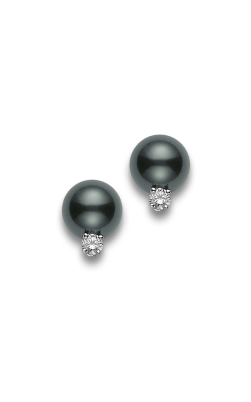 Black South Sea Stud Earrings with Diamonds – 18K White Gold