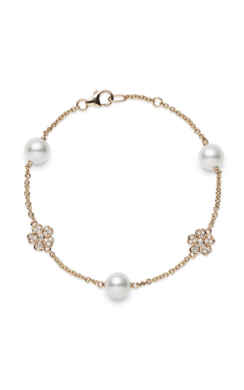 Cherry Blossom Akoya Cultured Pearl and Diamond Bracelet in 18K Pink Gold