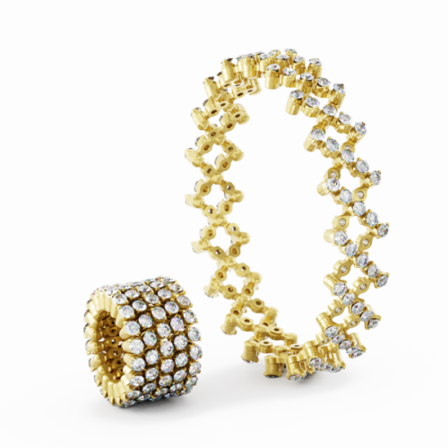 Serafino Consoli 5 Row Ring to Bracelet Yellow Gold