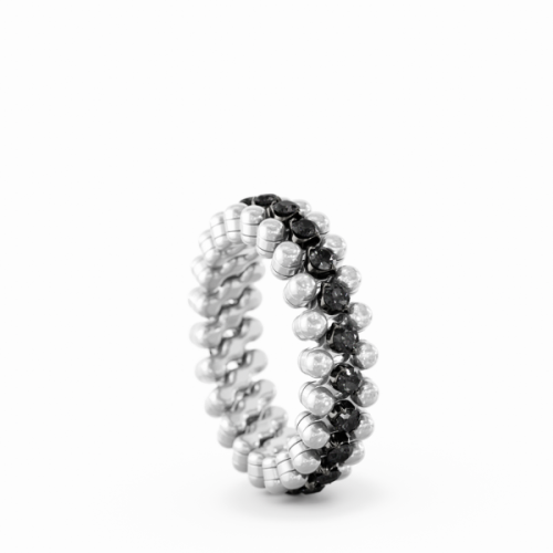 Serafino Consoli 3 Row Black Diamond Ring