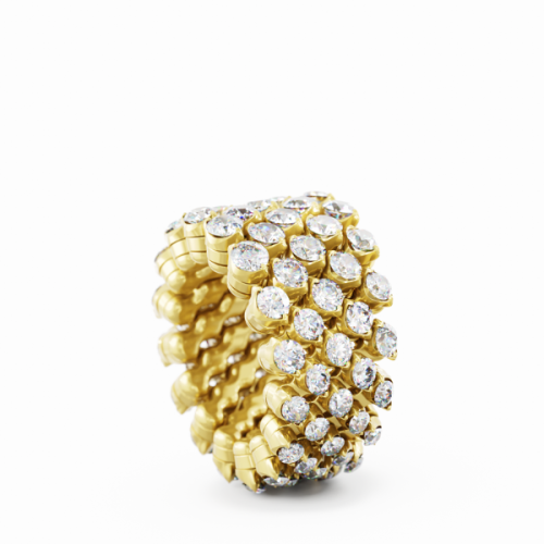 Serafino Consoli Grande Bellezza 5 Row Yellow Gold Diamond Ring