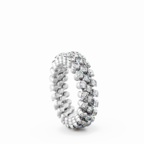 Serafino Consoli 3 Row Diamond White Gold Ring