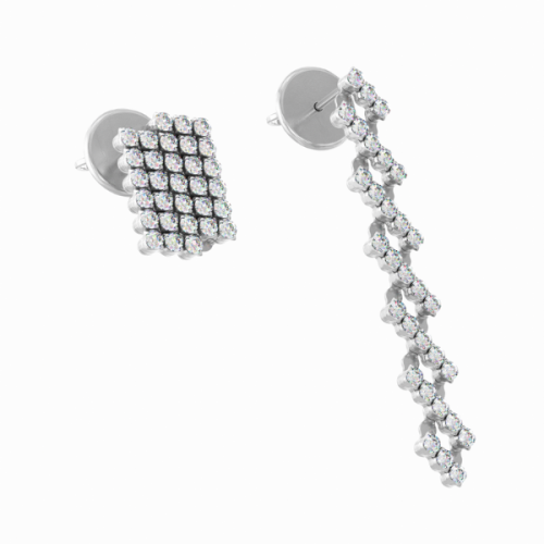 Serafino Consoli 5 Row 18k White Gold Diamond Earrings