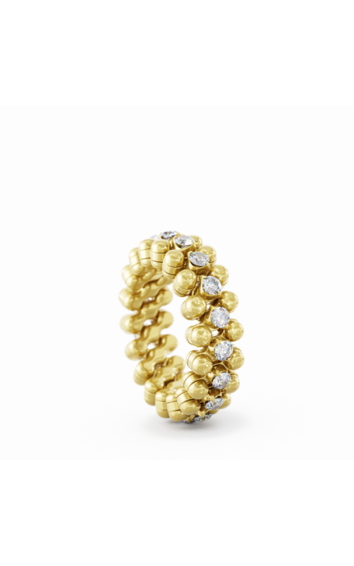 Serafino Consoli 3 Row Diamond Yellow Gold Ring