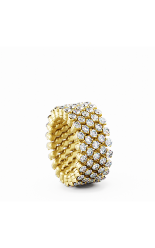 Serafino Consoli Diamond 5 Row 18K Yellow Gold Ring